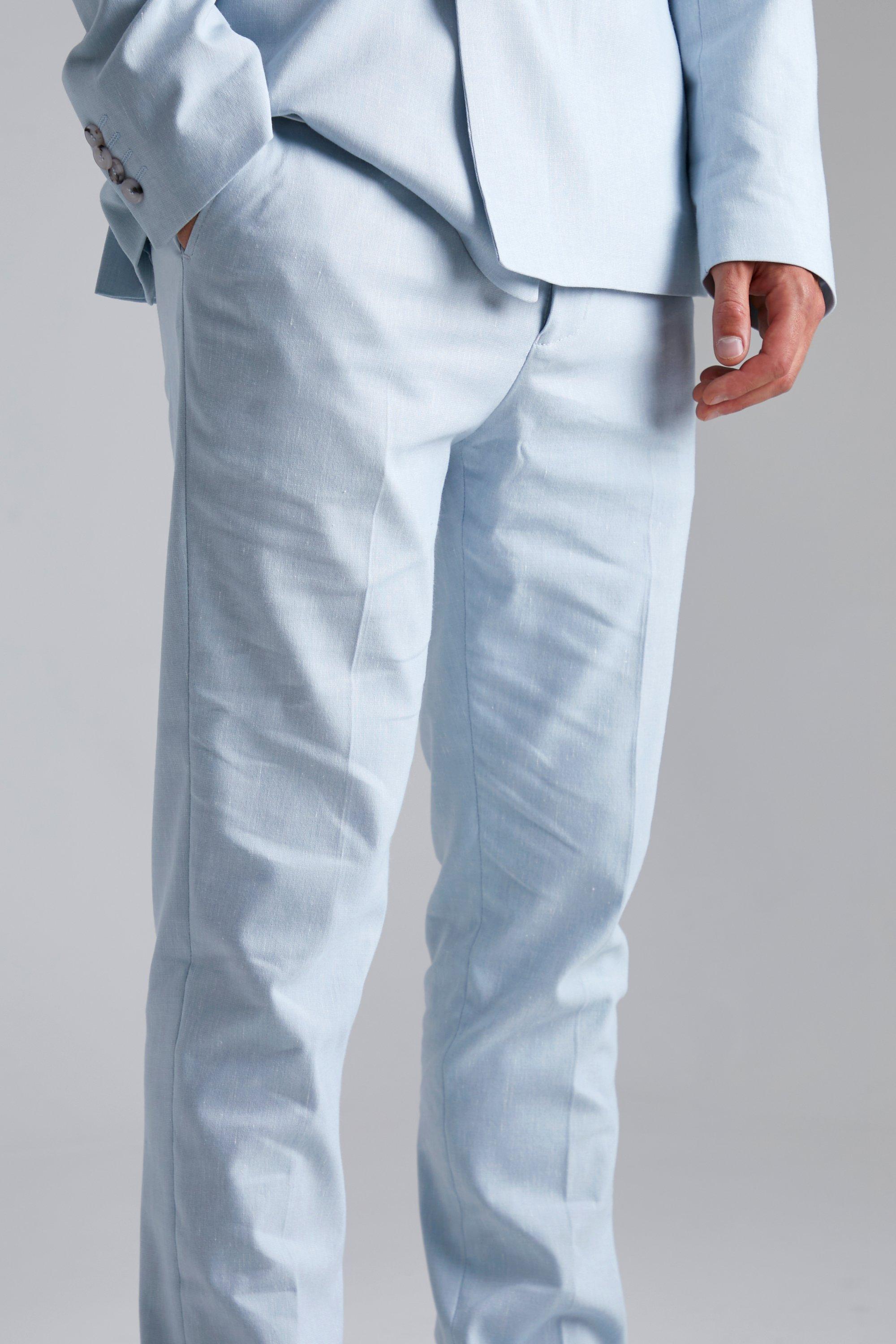 Mens skinny linen store trousers